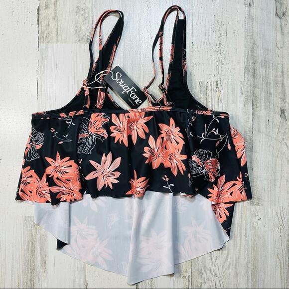 Floral Flounce Tankini High-Waisted Ruched Bottoms - Picture 2 of 7